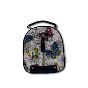 New Luxie Collection Mini Backpack Purse Pink Blue Butterfly Black White Flowers